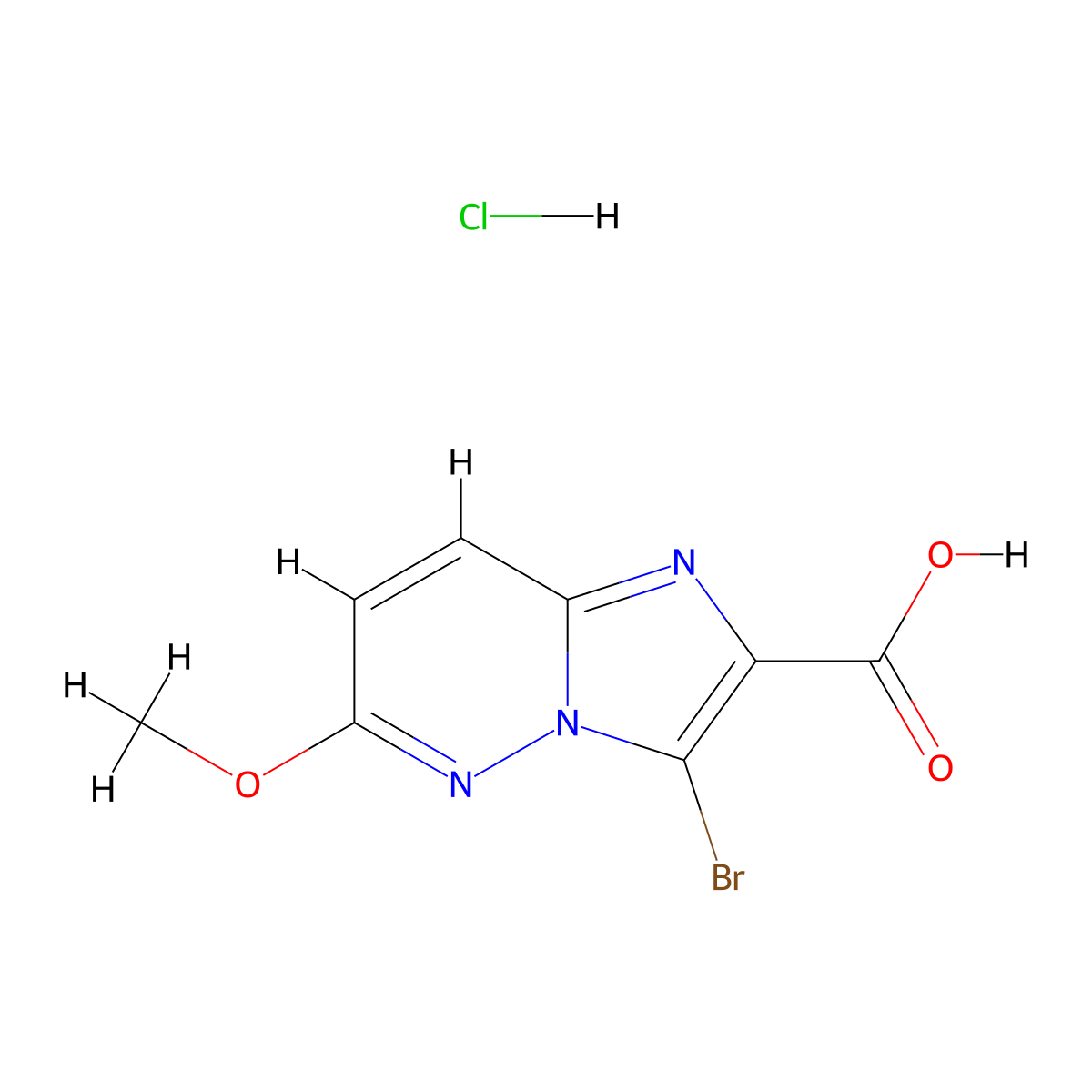 3-Bromo-6-methoxyimidazo[1,2-b]pyridazine-2-carboxylic acid hydrochloride molecular structure, CAS 2551116-40-4