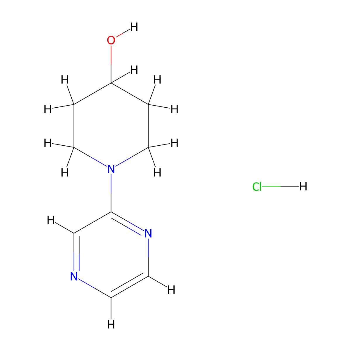1-(Pyrazin-2-yl)piperidin-4-olhydrochloride molecular structure, CAS 2551116-41-5