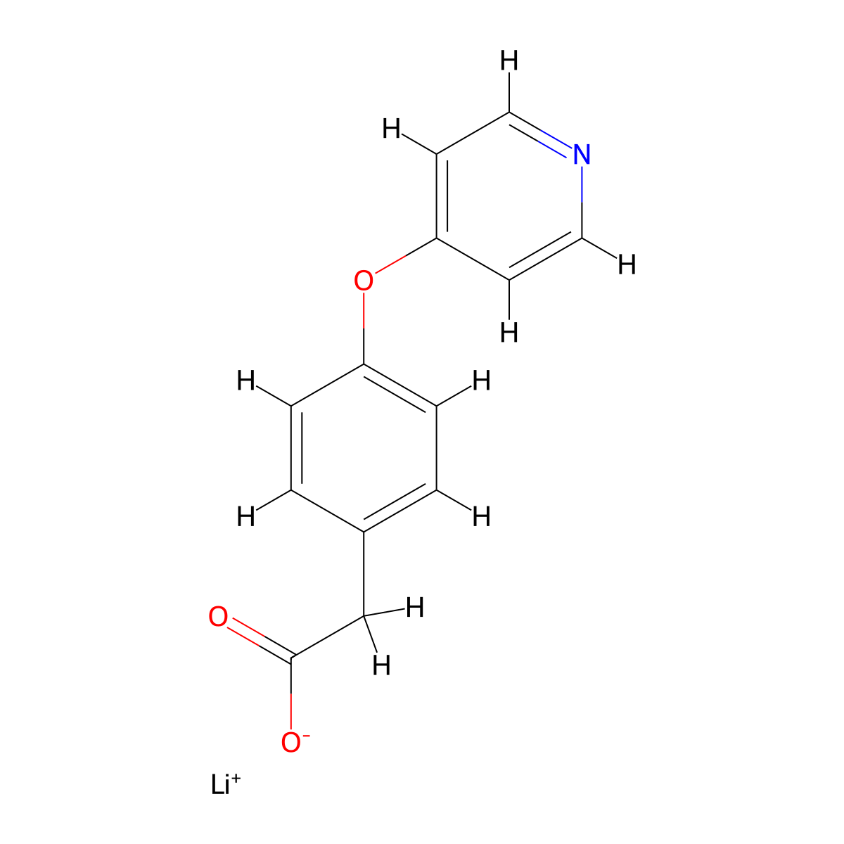 Lithium;2-(4-pyridin-4-yloxyphenyl)acetate molecular structure, CAS 2551116-44-8