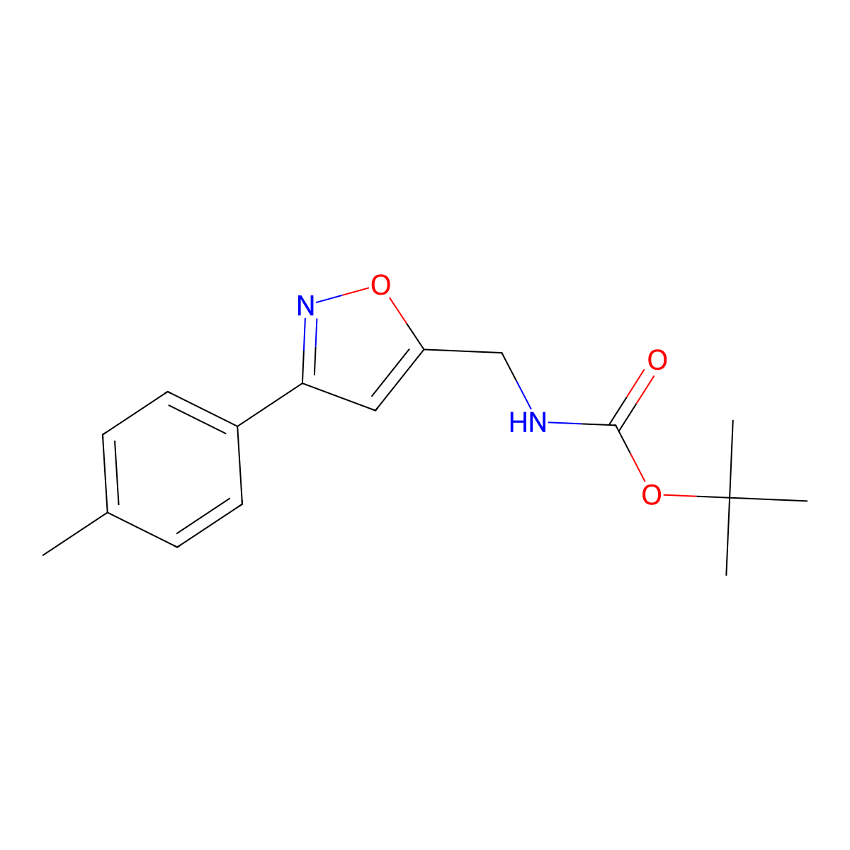 tert-butylN-{[3-(4-methylphenyl)-1,2-oxazol-5-yl]methyl}carbamate molecular structure, CAS 2551116-46-0