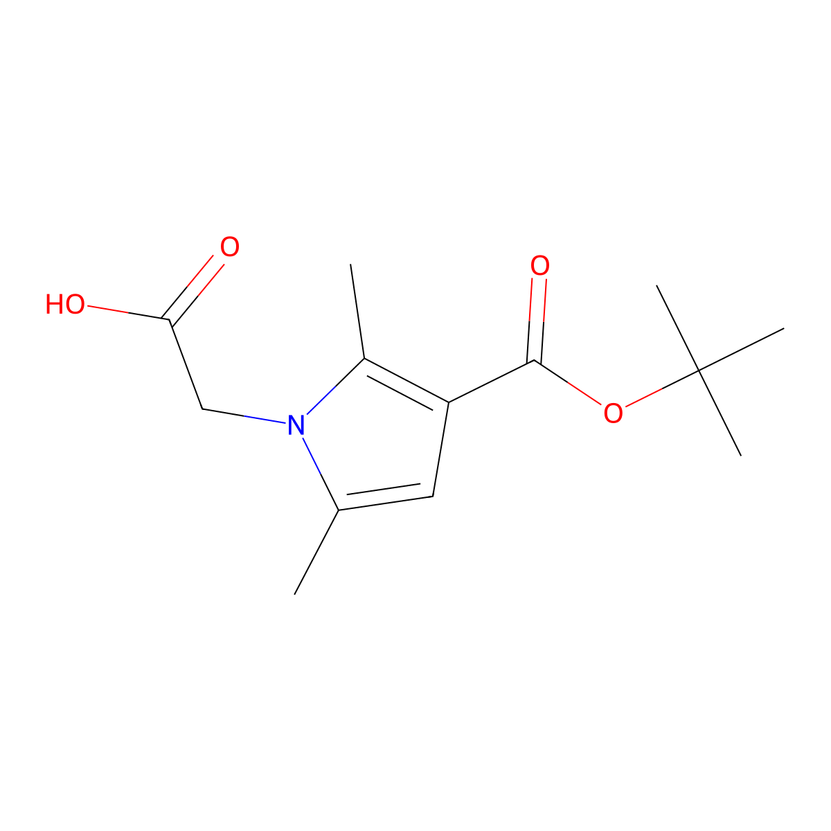 2-{3-[(tert-butoxy)carbonyl]-2,5-dimethyl-1H-pyrrol-1-yl}aceticacid molecular structure, CAS 2551116-55-1