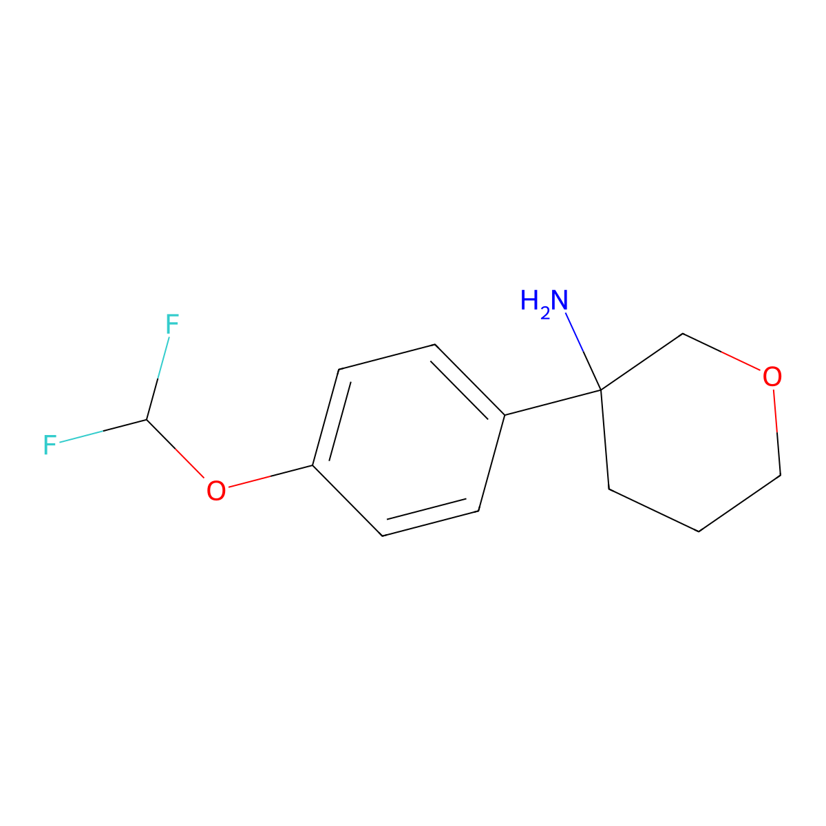 3-[4-(Difluoromethoxy)phenyl]oxan-3-amine molecular structure, CAS 2551116-62-0
