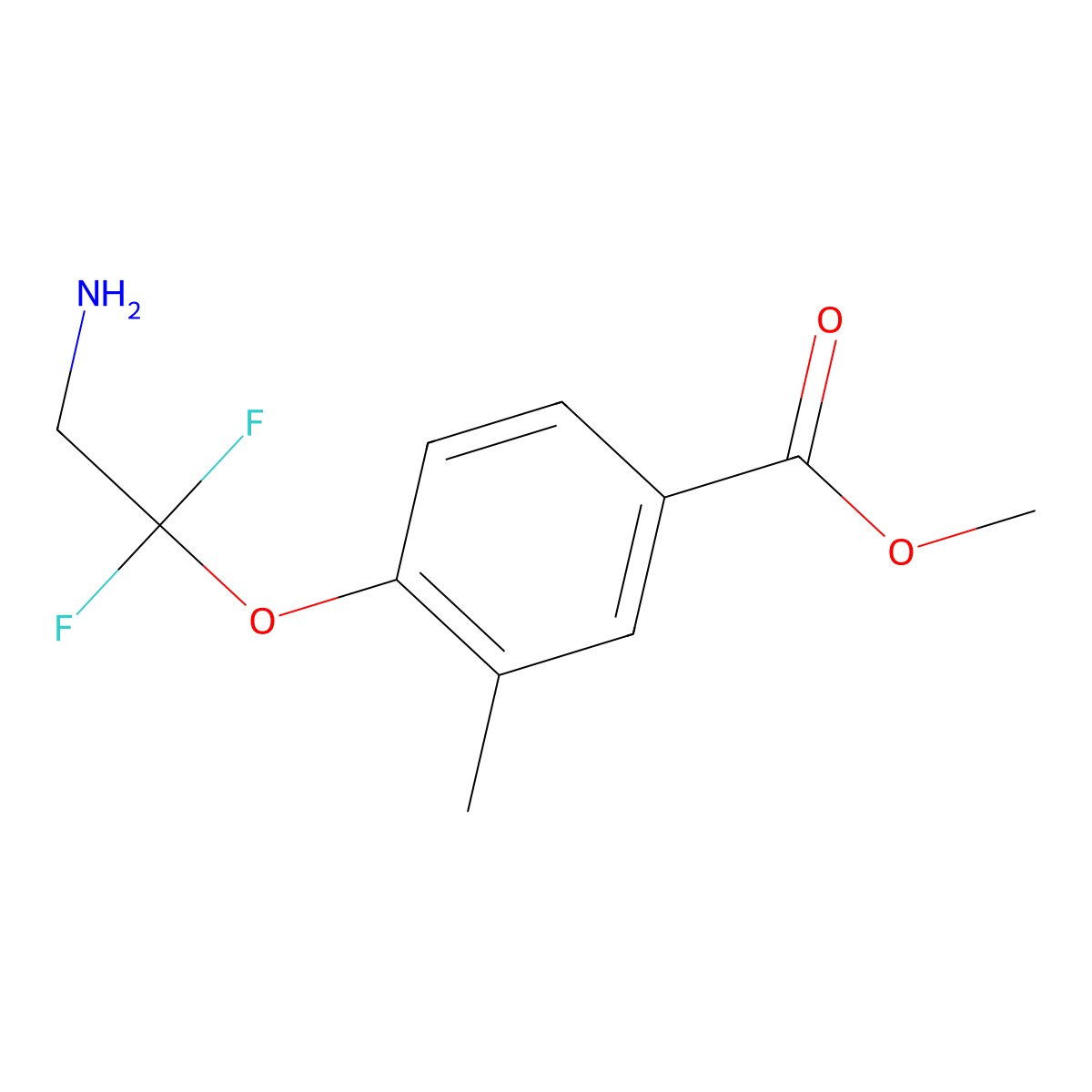 Methyl 4-(2-amino-1,1-difluoroethoxy)-3-methylbenzoate molecular structure, CAS 2551116-70-0