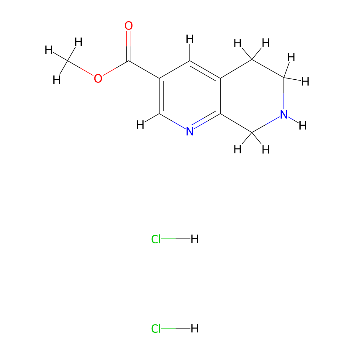Methyl 5,6,7,8-tetrahydro-1,7-naphthyridine-3-carboxylate dihydrochloride molecular structure, CAS 2551116-71-1
