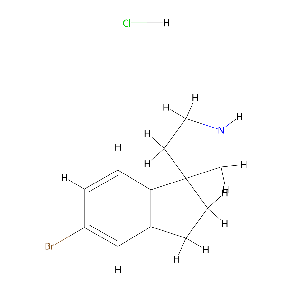 5-Bromo-2,3-dihydrospiro[indene-1,3'-pyrrolidine]hydrochloride molecular structure, CAS 2551116-78-8