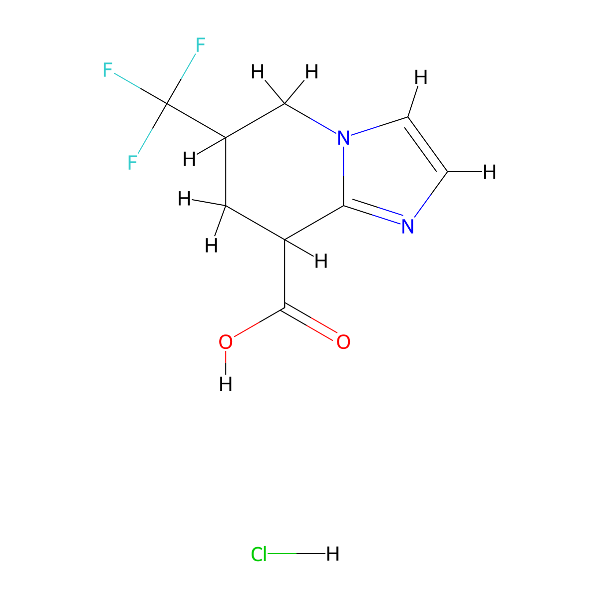 6-(trifluoromethyl)-5H,6H,7H,8H-imidazo[1,2-a]pyridine-8-carboxylic acid hydrochloride, Mixture of diastereomers molecular structure, CAS 2551116-79-9