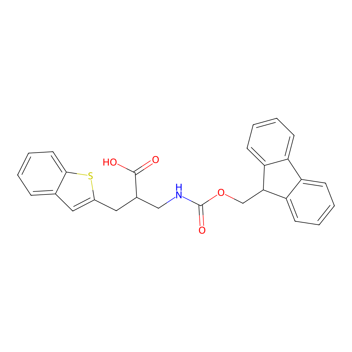 2-[(1-benzothiophen-2-yl)methyl]-3-({[(9H-fluoren-9-yl)methoxy]carbonyl}amino)propanoicacid molecular structure, CAS 2551116-80-2