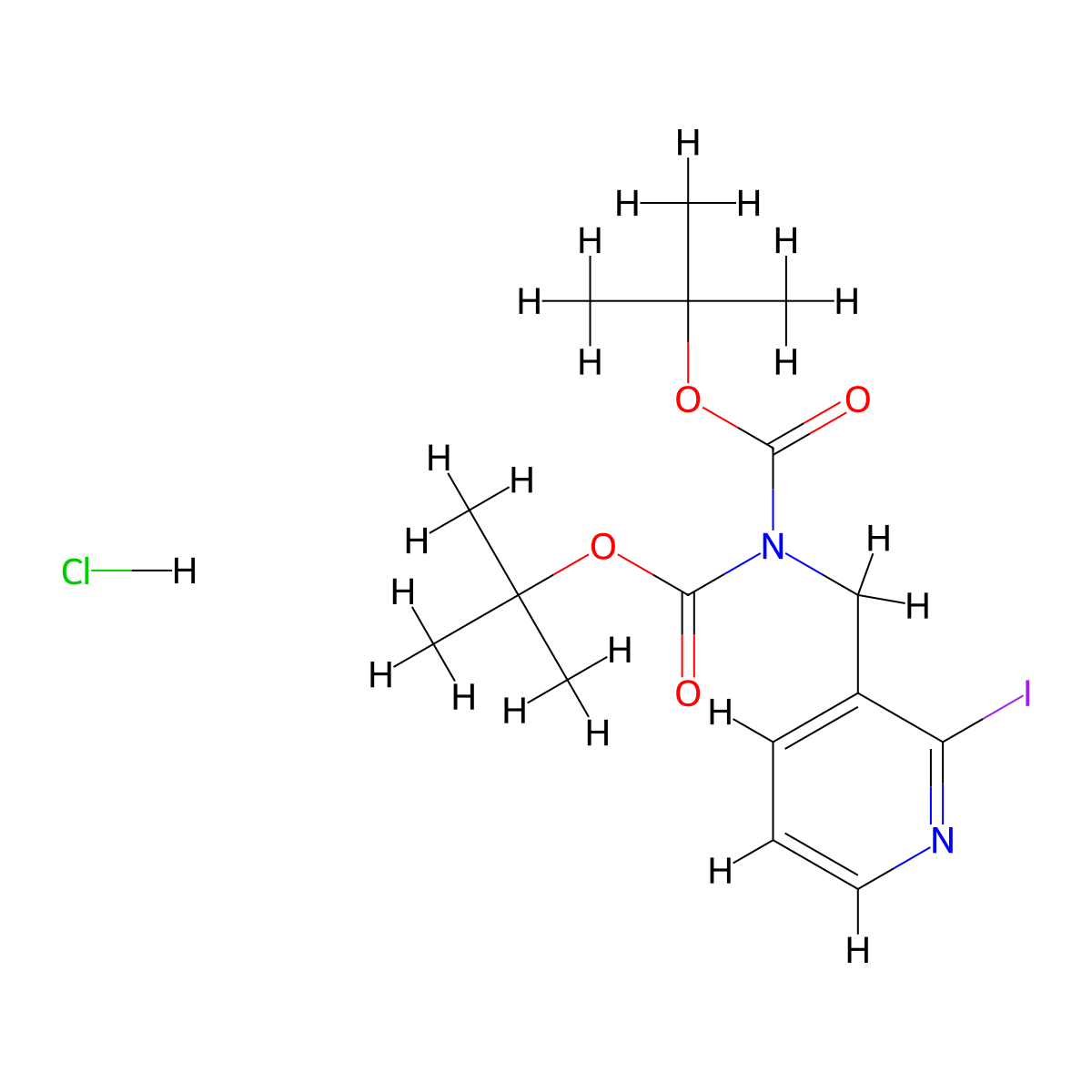 tert-butylN-[(tert-butoxy)carbonyl]-N-[(2-iodopyridin-3-yl)methyl]carbamatehydrochloride molecular structure, CAS 2551116-90-4