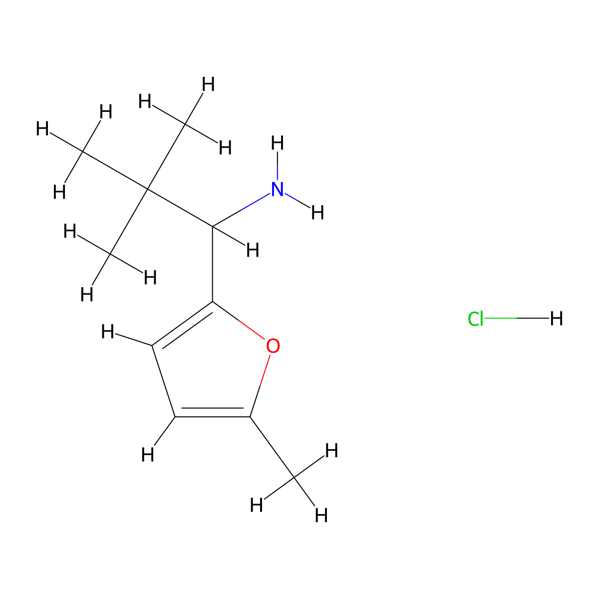 2,2-Dimethyl-1-(5-methylfuran-2-yl)propan-1-amine hydrochloride molecular structure, CAS 2551116-94-8