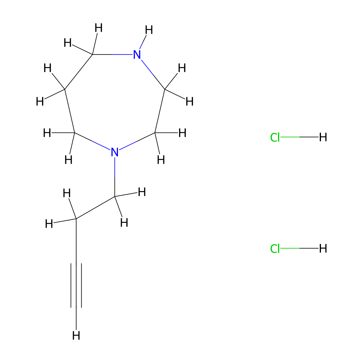 1-(But-3-yn-1-yl)-1,4-diazepane dihydrochloride molecular structure, CAS 2551116-97-1