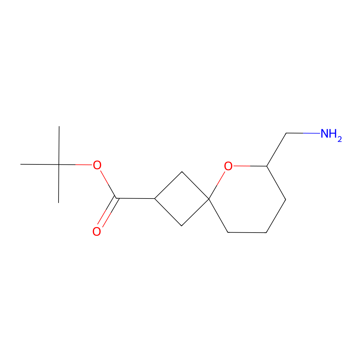 Tert-butyl 6-(aminomethyl)-5-oxaspiro[3.5]nonane-2-carboxylate molecular structure, CAS 2551117-07-6