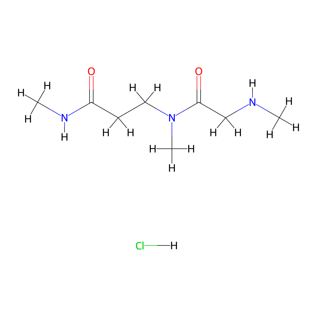 N-methyl-3-(N-methyl-2-(methylamino)acetamido)propanamide hydrochloride molecular structure, CAS 2551117-13-4