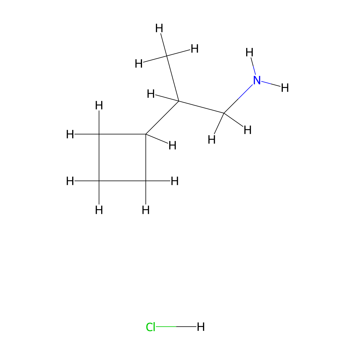2-Cyclobutylpropan-1-amine hydrochloride molecular structure, CAS 2551117-18-9