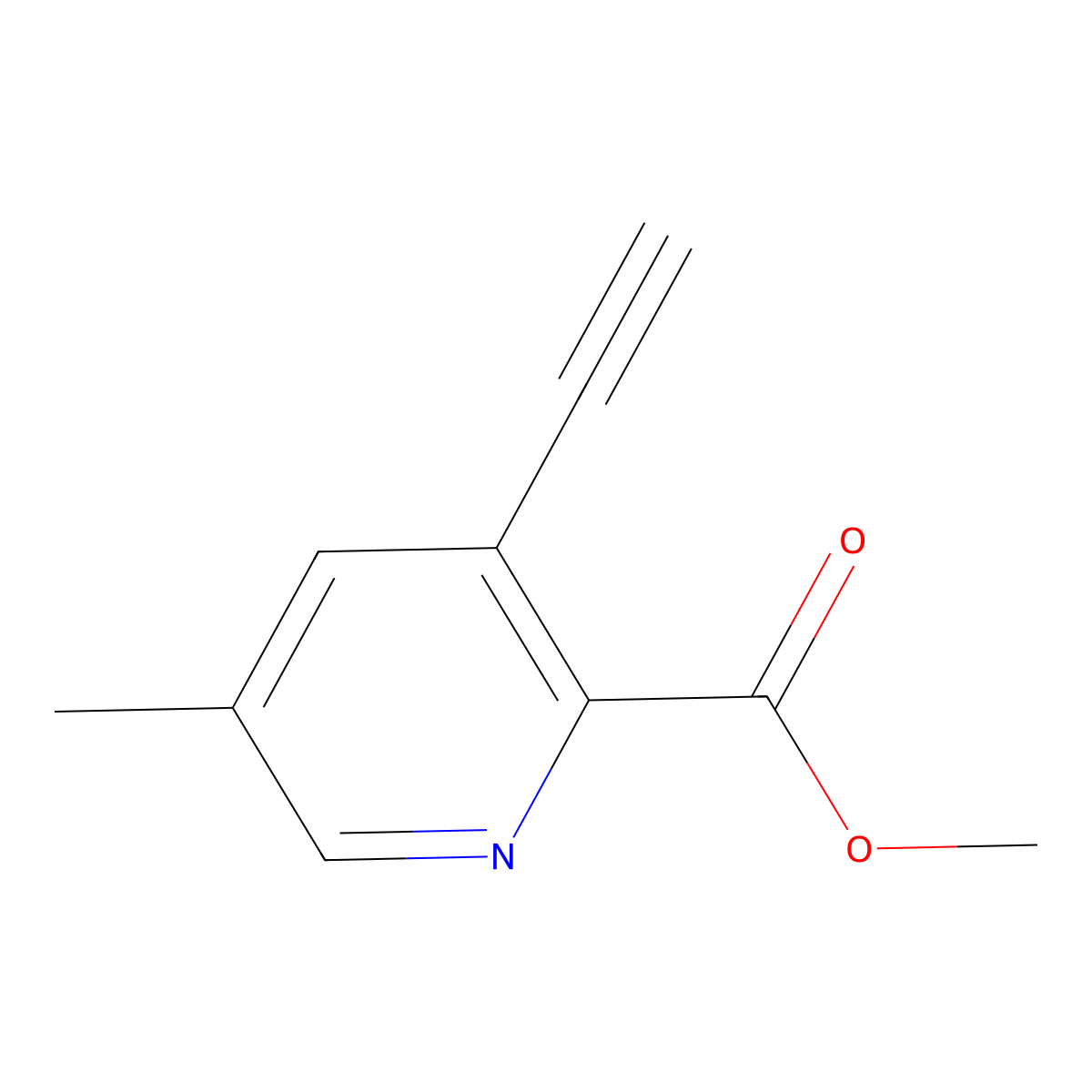 Methyl 3-ethynyl-5-methylpyridine-2-carboxylate molecular structure, CAS 2551117-45-2