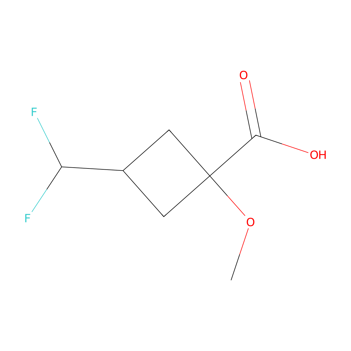 3-(Difluoromethyl)-1-methoxycyclobutane-1-carboxylic acid molecular structure, CAS 2551117-46-3