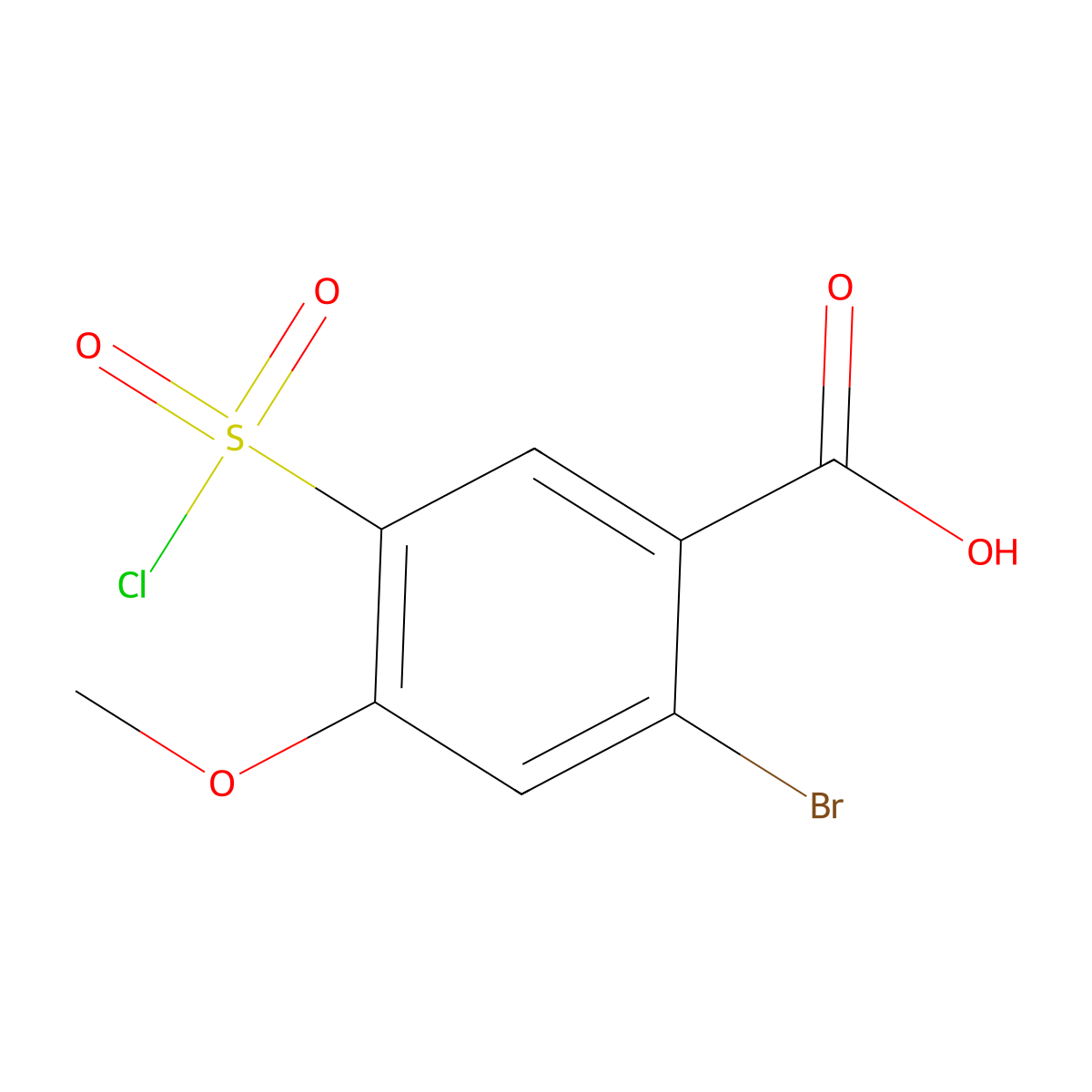 2-Bromo-5-(chlorosulfonyl)-4-methoxybenzoic acid molecular structure, CAS 2551117-51-0