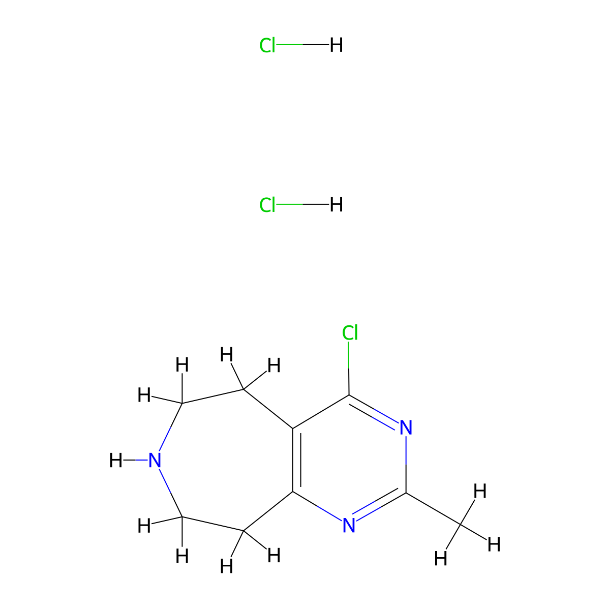 4-chloro-2-methyl-5H,6H,7H,8H,9H-pyrimido[4,5-d]azepine dihydrochloride molecular structure, CAS 2551117-52-1