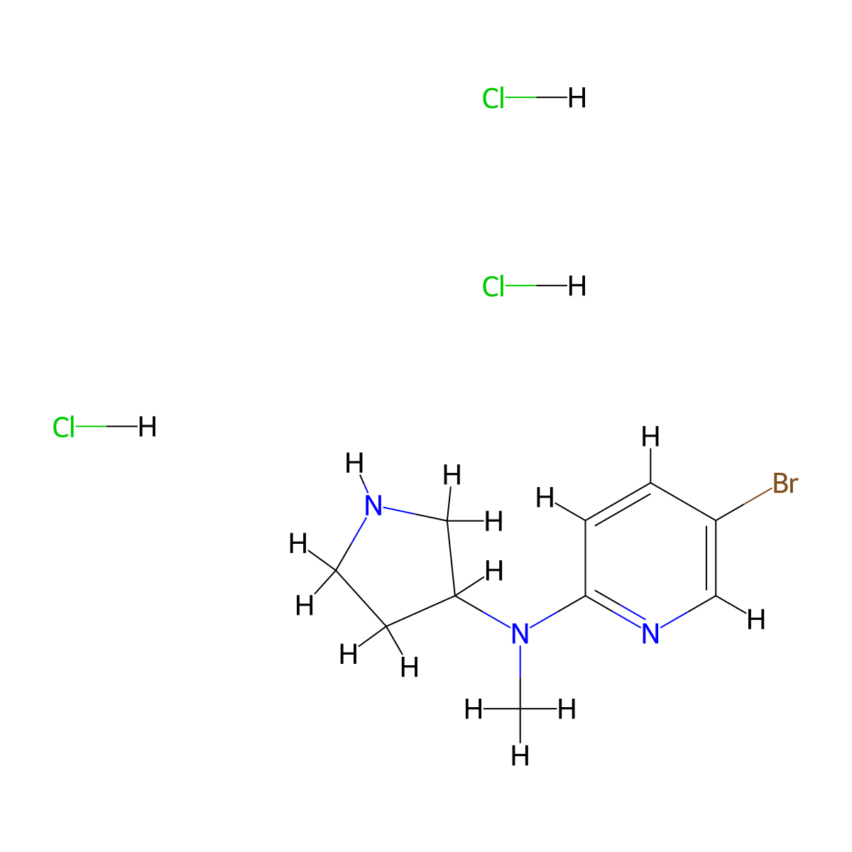5-bromo-N-methyl-N-(pyrrolidin-3-yl)pyridin-2-amine trihydrochloride molecular structure, CAS 2551117-82-7