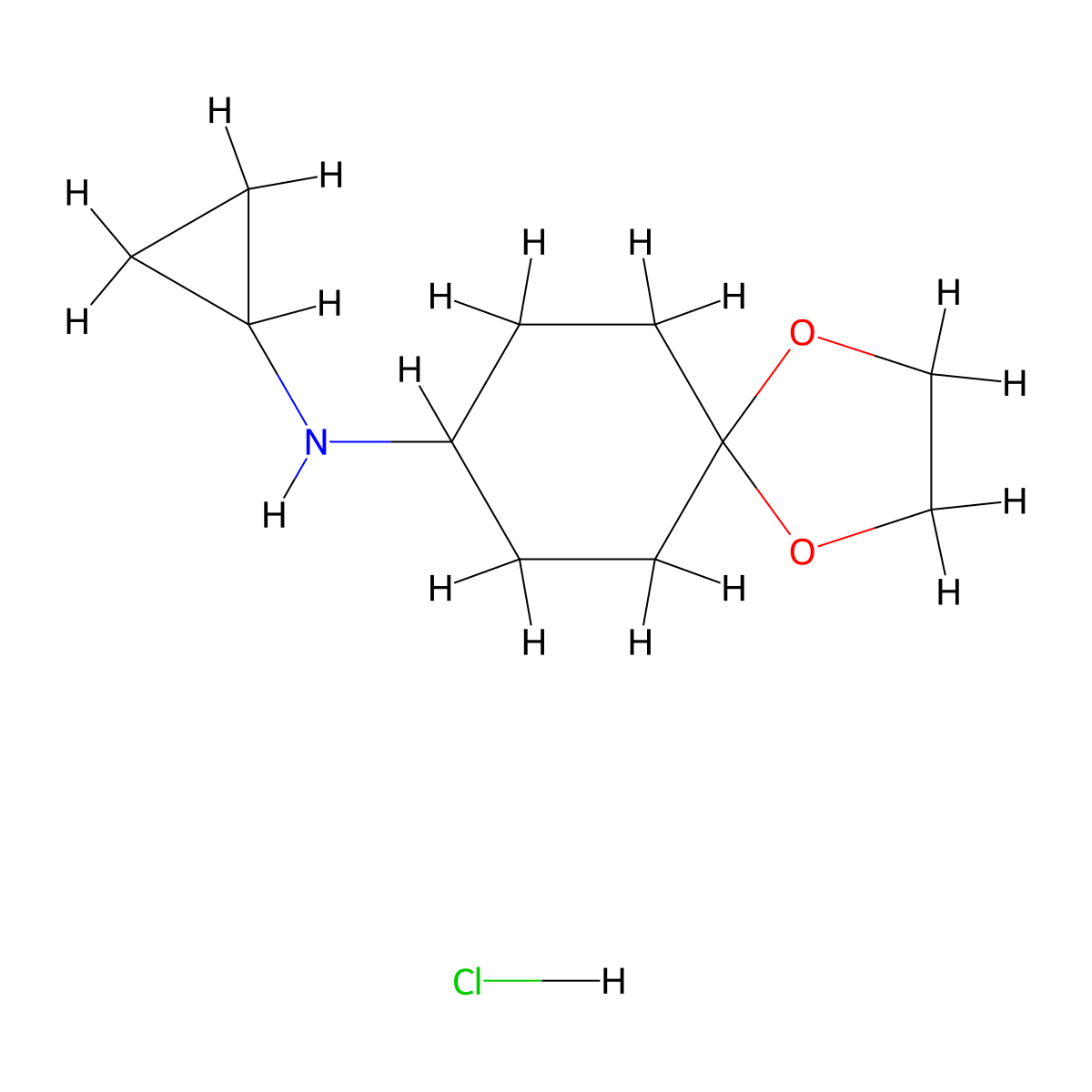 N-cyclopropyl-1,4-dioxaspiro[4.5]decan-8-amine hydrochloride molecular structure, CAS 2551117-85-0