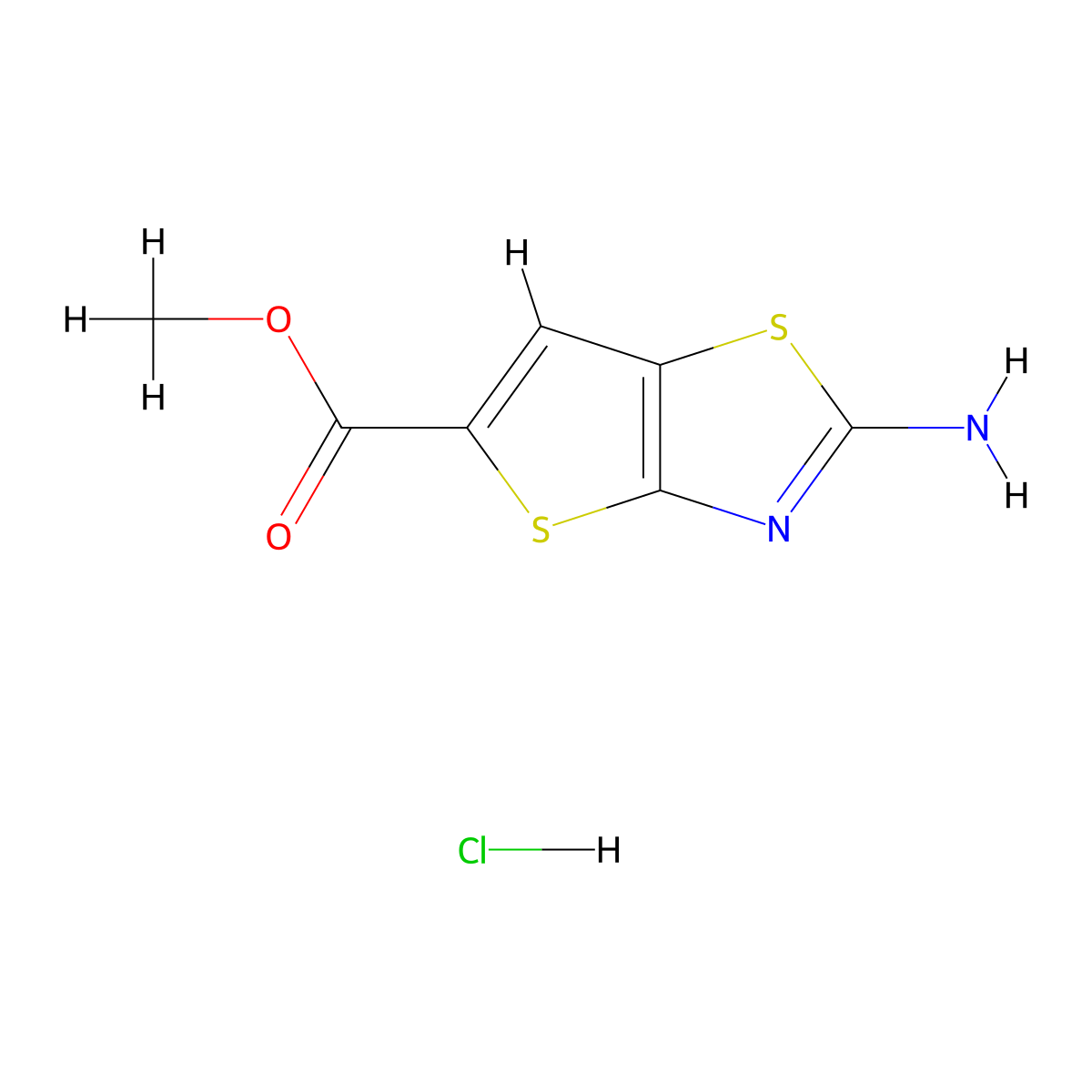 Methyl 2-aminothieno(2,3-d)(1,3)thiazole-5-carboxylate hydrochloride molecular structure, CAS 2551117-97-4