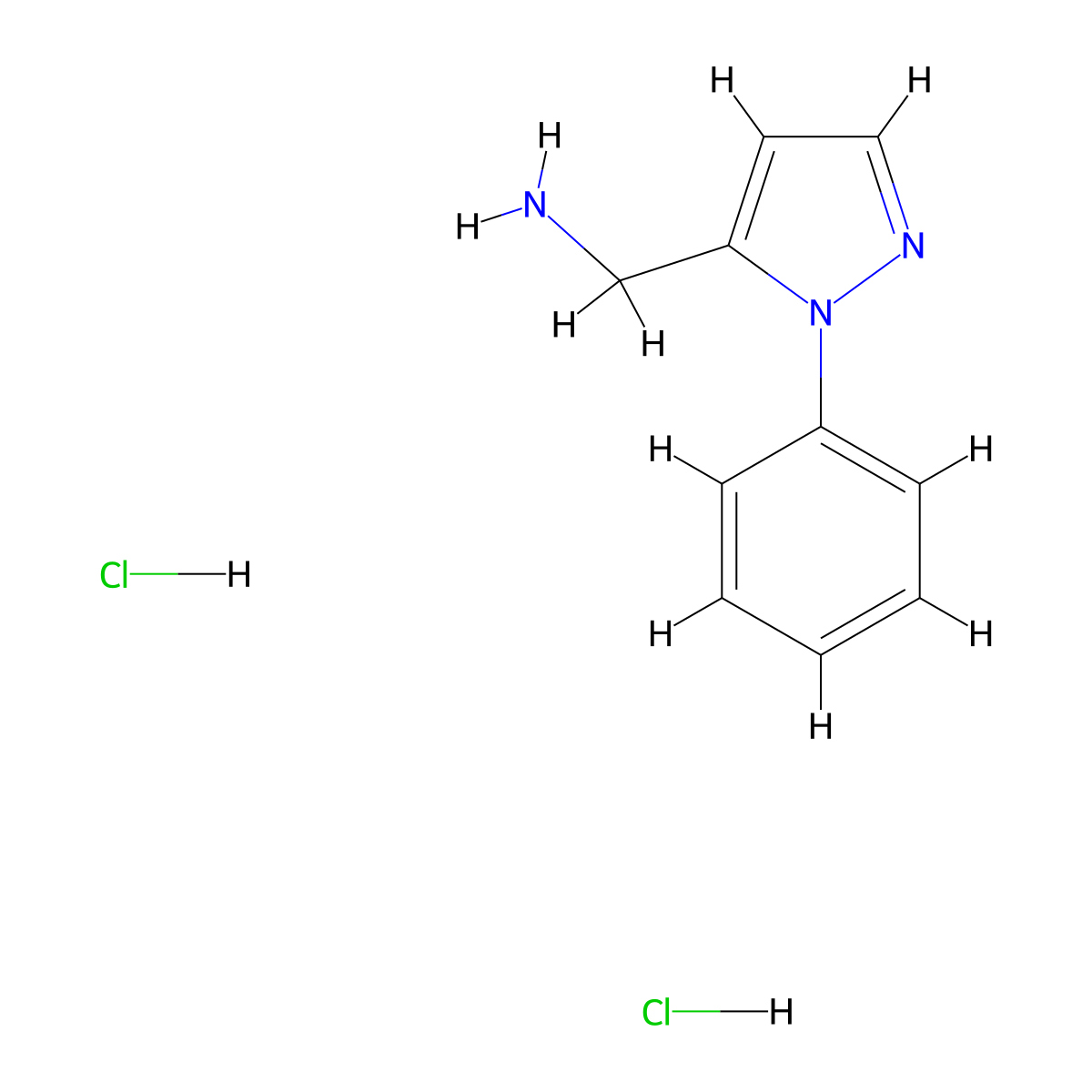 1-(1-phenyl-1H-pyrazol-5-yl)methanamine dihydrochloride molecular structure, CAS 2551118-01-3