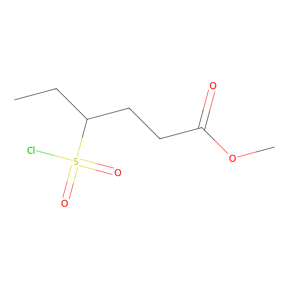 Methyl 4-chlorosulfonylhexanoate molecular structure, CAS 2551118-06-8