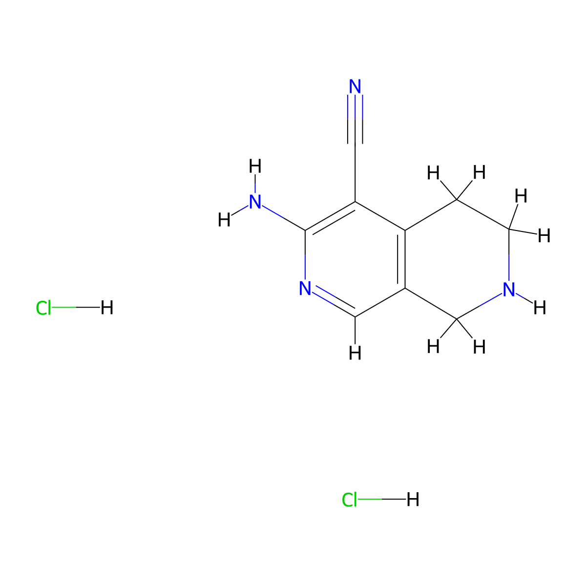 3-Amino-5,6,7,8-tetrahydro-2,7-naphthyridine-4-carbonitrile dihydrochloride molecular structure, CAS 2551118-11-5