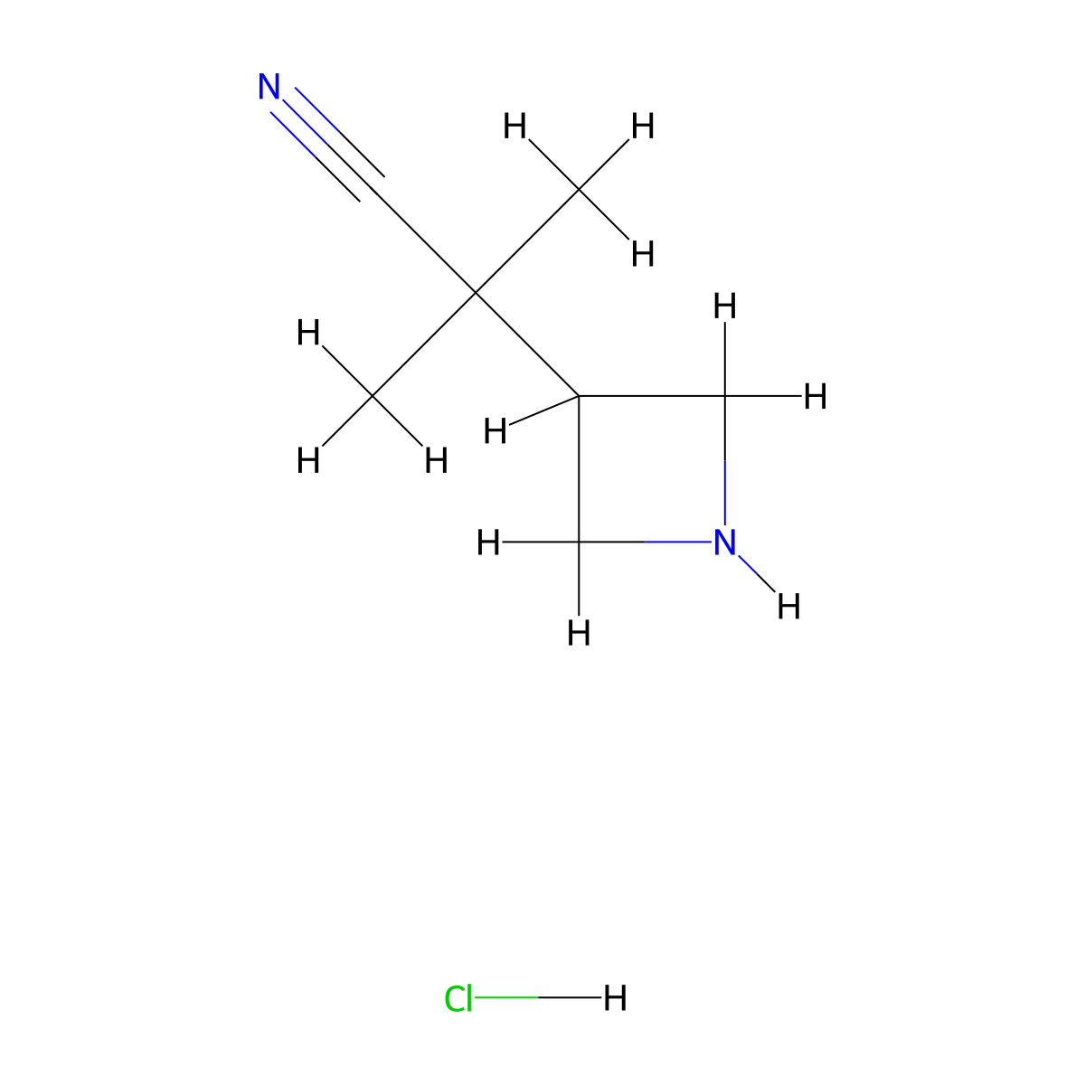 2-(Azetidin-3-yl)-2-methylpropanenitrile hydrochloride molecular structure, CAS 2551118-14-8