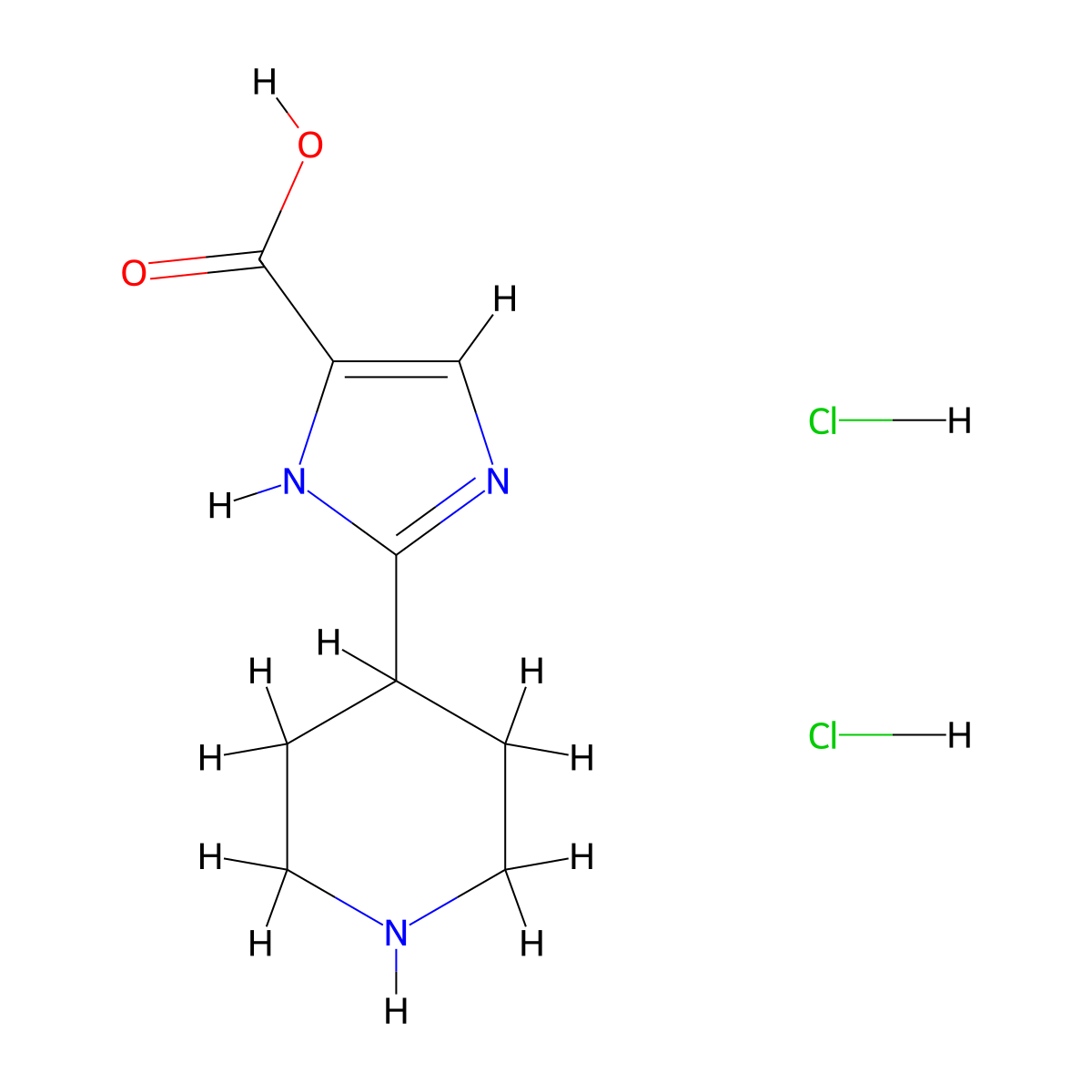 2-(piperidin-4-yl)-1H-imidazole-5-carboxylic acid dihydrochloride molecular structure, CAS 2551118-25-1