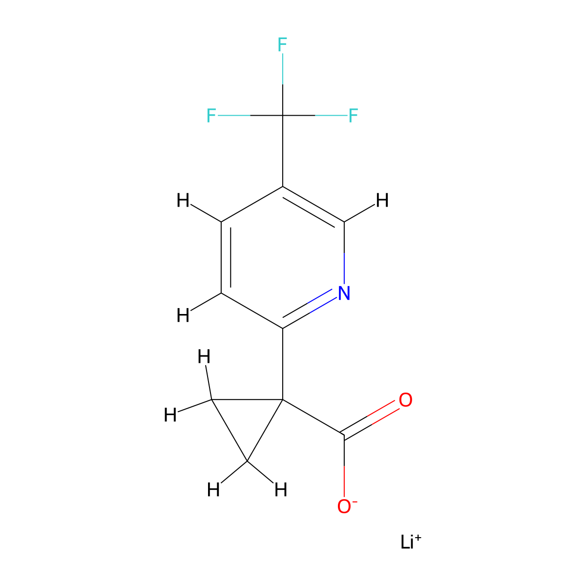Lithium(1+)1-[5-(trifluoromethyl)pyridin-2-yl]cyclopropane-1-carboxylate molecular structure, CAS 2551118-29-5