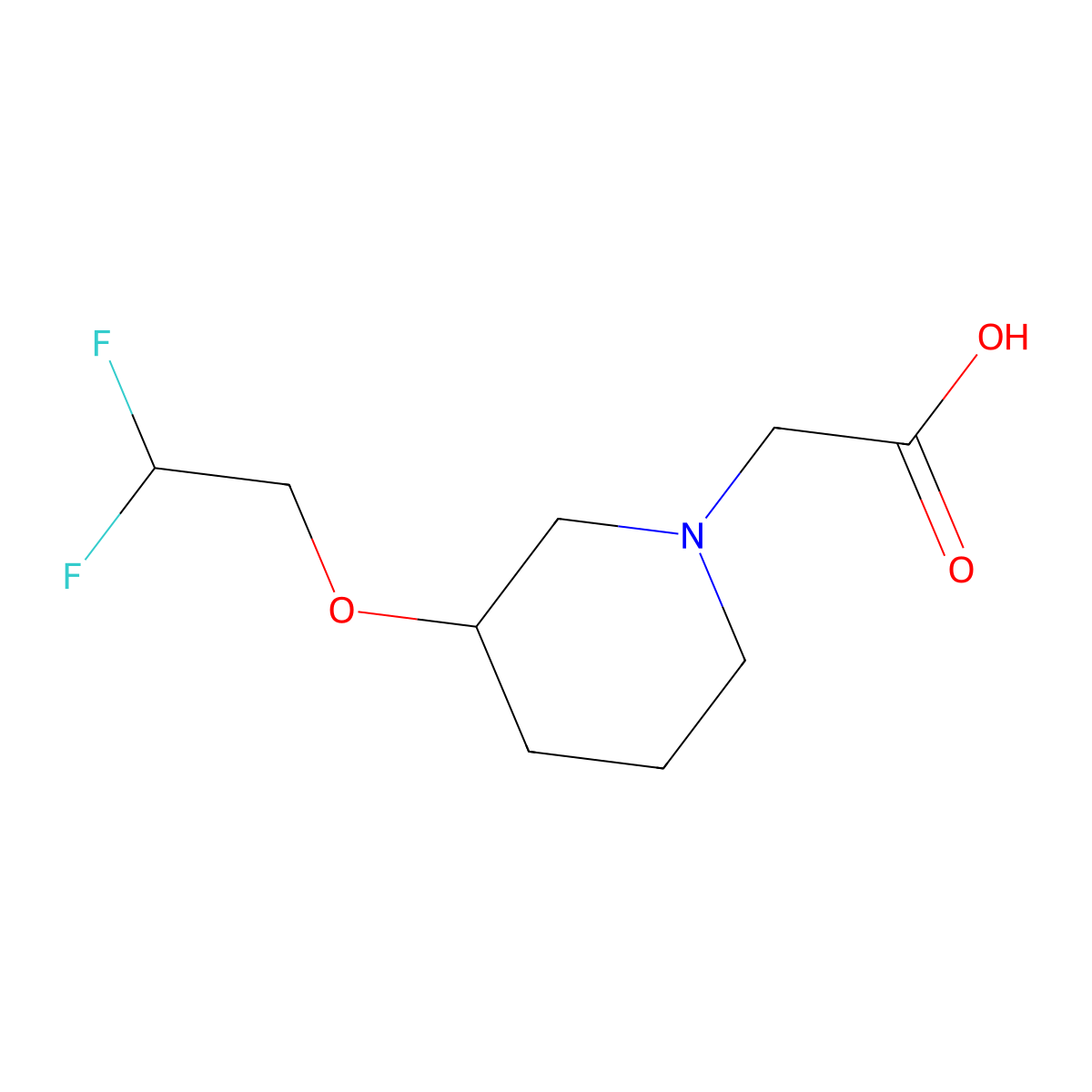 2-[3-(2,2-Difluoroethoxy)piperidin-1-yl]acetic acid molecular structure, CAS 2551118-30-8