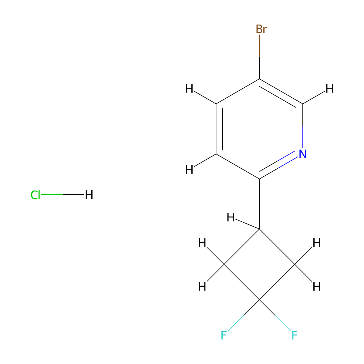 5-Bromo-2-(3,3-difluorocyclobutyl)pyridine hydrochloride molecular structure, CAS 2551118-31-9
