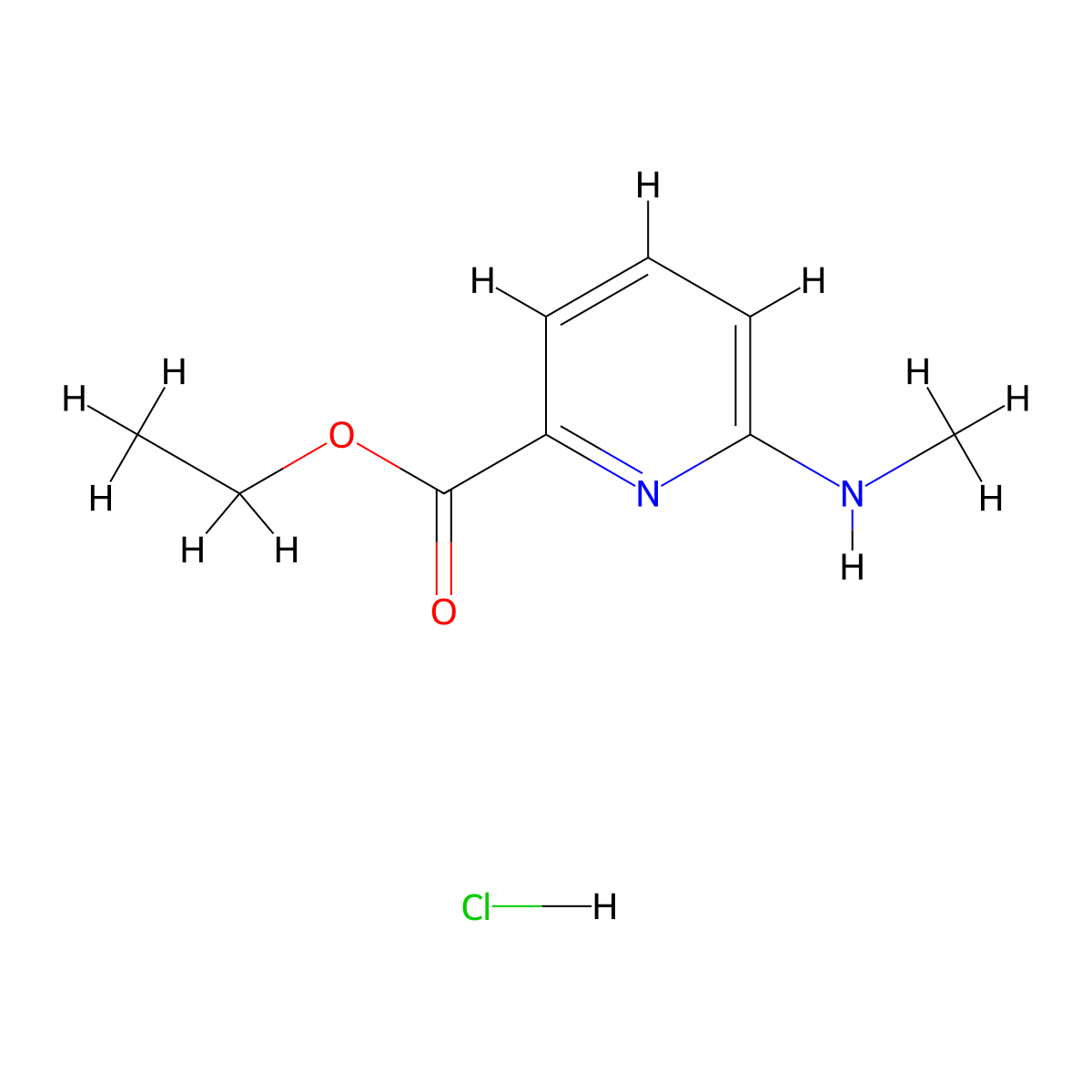 Ethyl 6-(methylamino)pyridine-2-carboxylate hydrochloride molecular structure, CAS 2551118-43-3