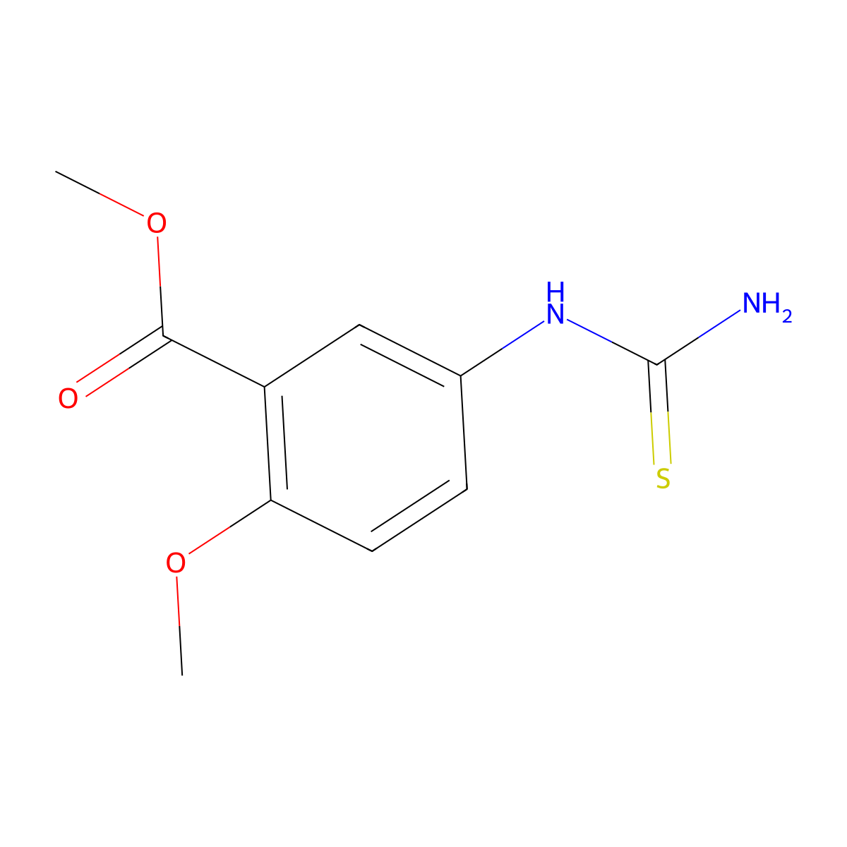 Methyl 5-(carbamothioylamino)-2-methoxybenzoate molecular structure, CAS 2551118-47-7