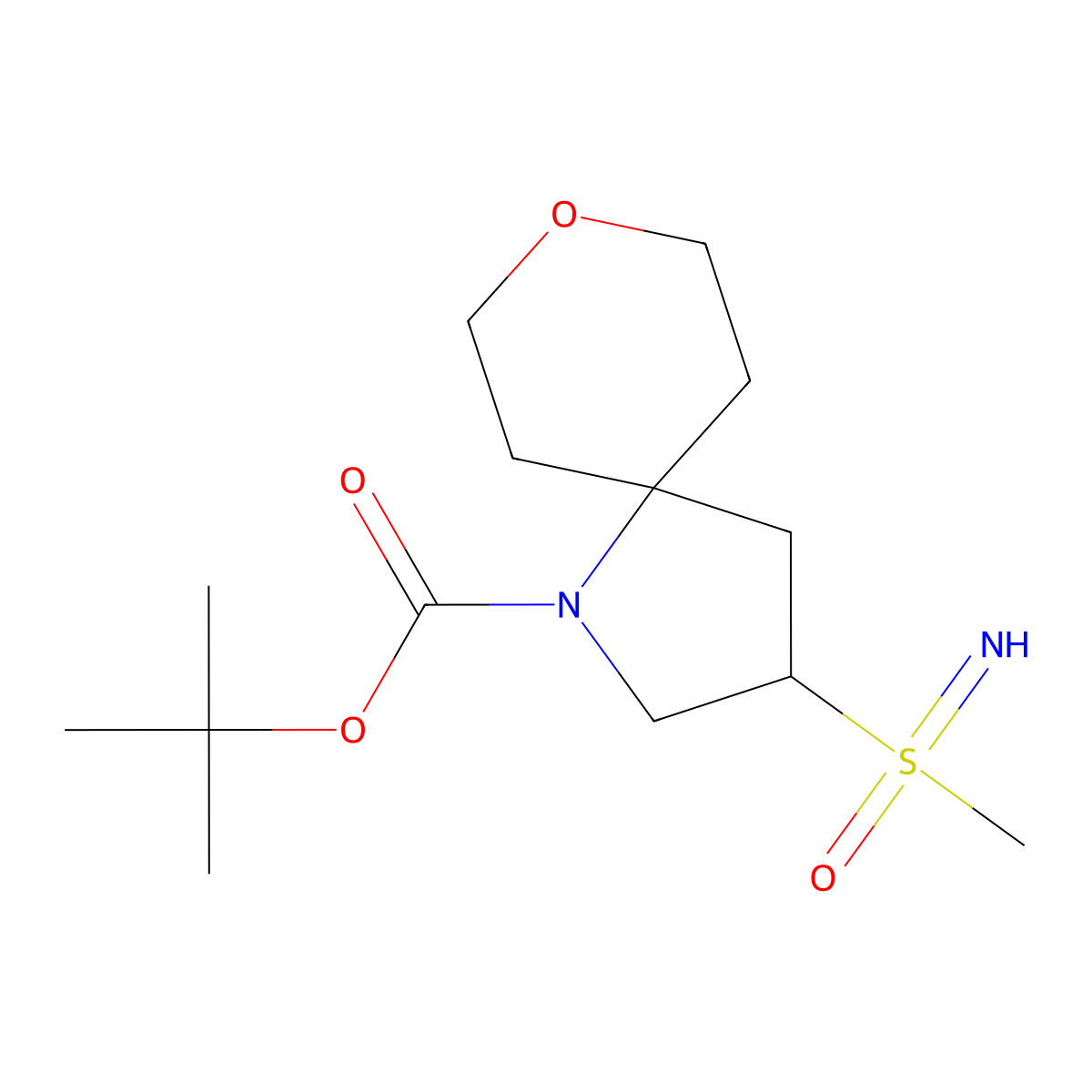 Tert-butyl 3-[imino(methyl)oxo-lambda6-sulfanyl]-8-oxa-1-azaspiro[4.5]decane-1-carboxylate molecular structure, CAS 2551118-52-4