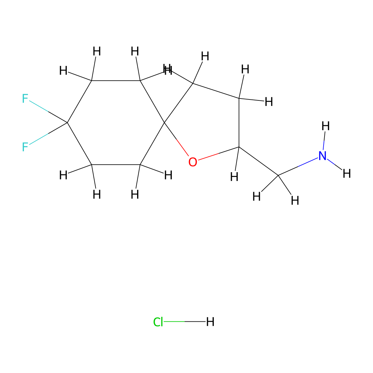 1-{8,8-Difluoro-1-oxaspiro[4.5]decan-2-yl}methanaminehydrochloride molecular structure, CAS 2551118-64-8