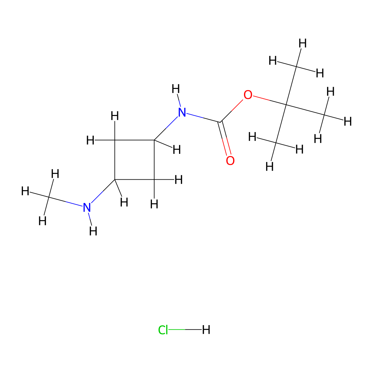 tert-butyl N-[3-(methylamino)cyclobutyl]carbamate hydrochloride molecular structure, CAS 2551118-75-1