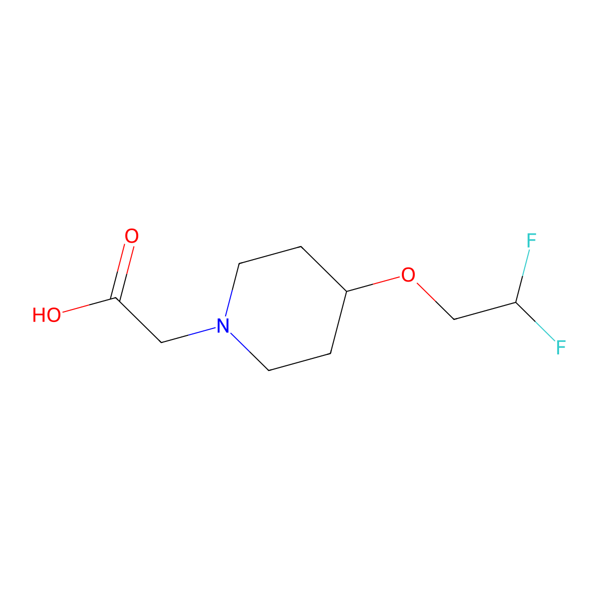 2-[4-(2,2-Difluoroethoxy)piperidin-1-yl]acetic acid molecular structure, CAS 2551118-77-3