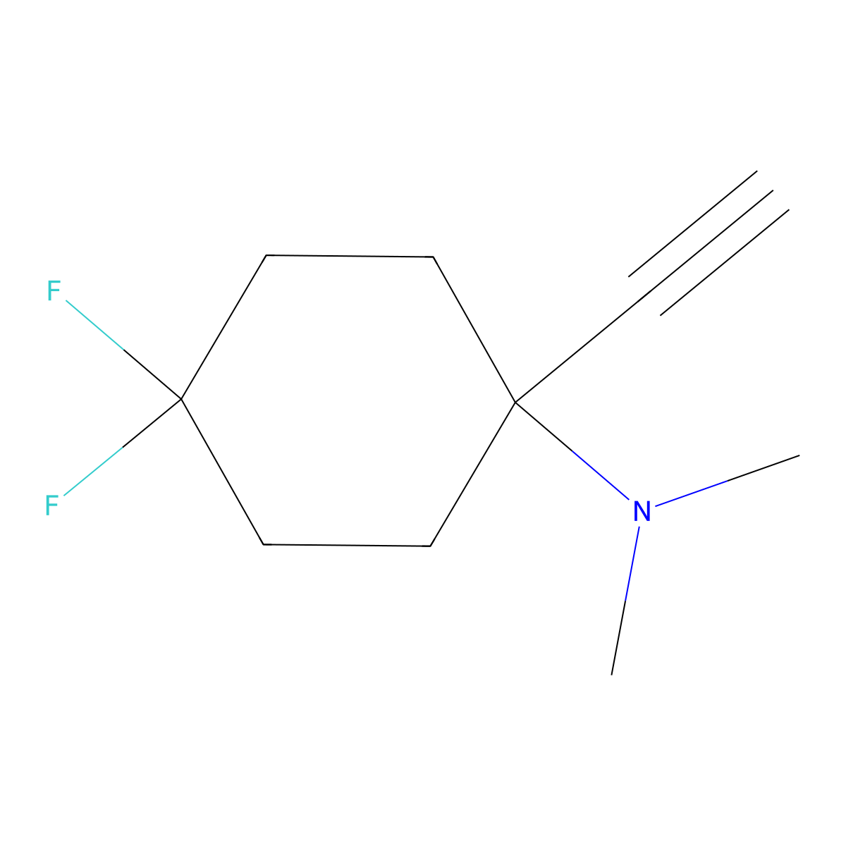 1-Ethynyl-4,4-difluoro-N,N-dimethylcyclohexan-1-amine molecular structure, CAS 2551118-80-8