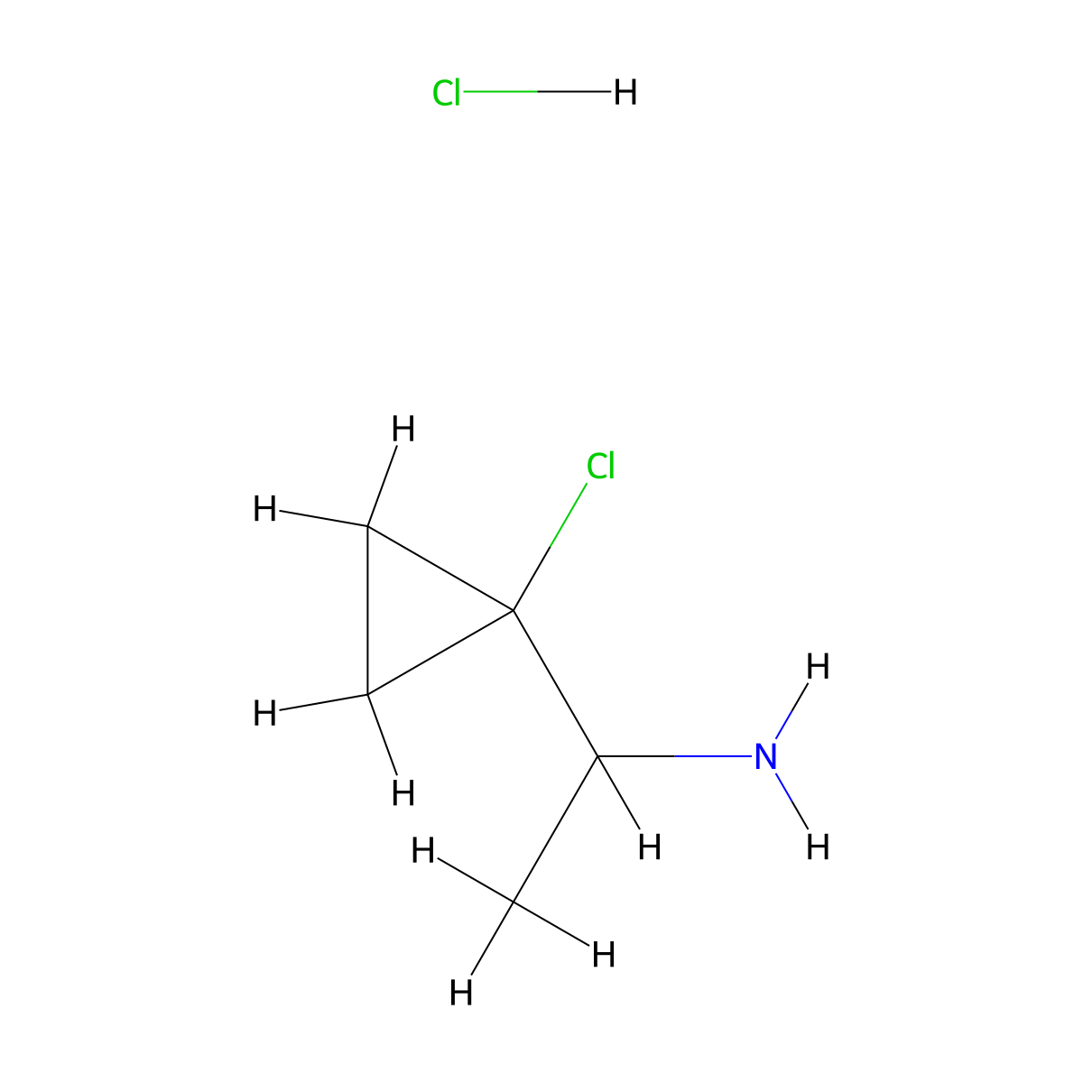 1-(1-Chlorocyclopropyl)ethan-1-amine hydrochloride molecular structure, CAS 2551118-84-2