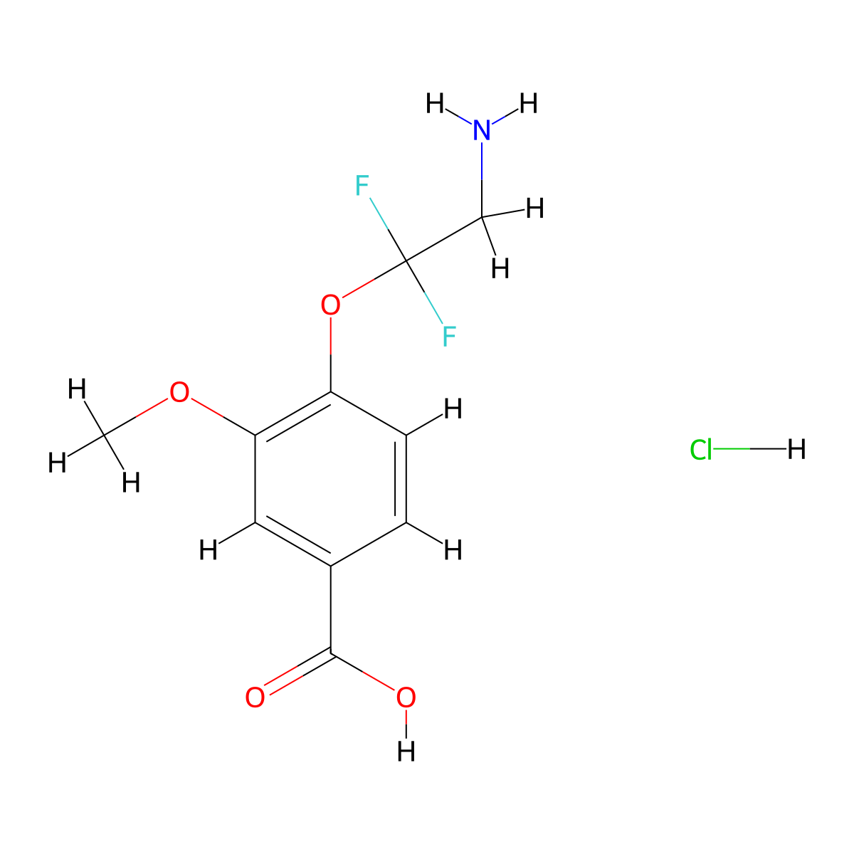 4-(2-Amino-1,1-difluoroethoxy)-3-methoxybenzoicacidhydrochloride molecular structure, CAS 2551118-86-4