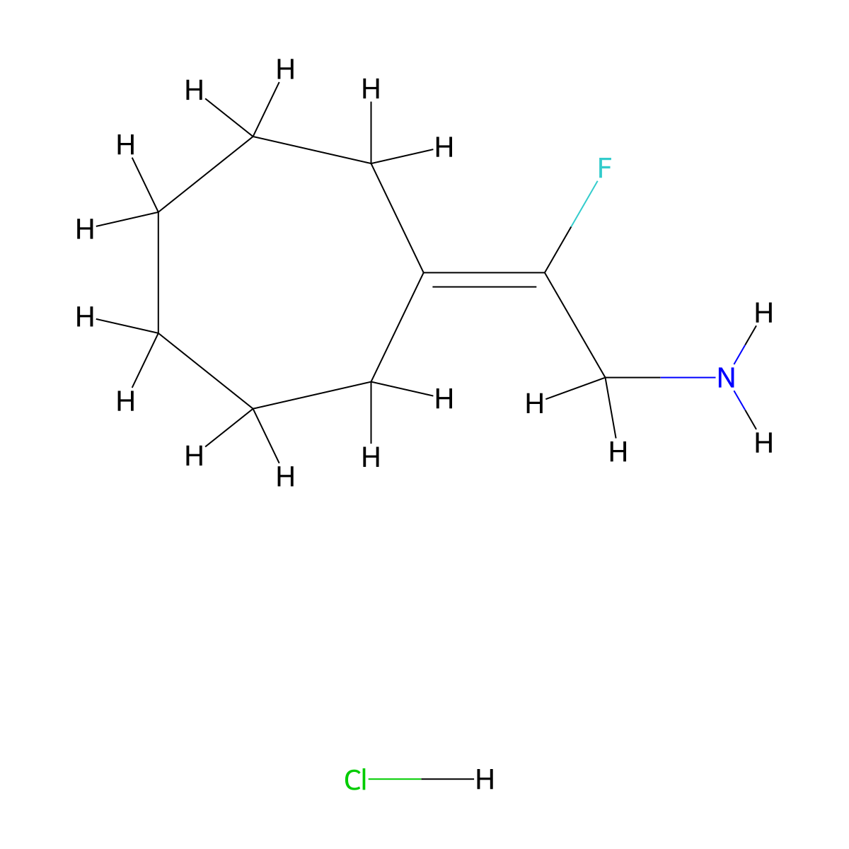 2-Cycloheptylidene-2-fluoroethanamine;hydrochloride molecular structure, CAS 2551118-92-2