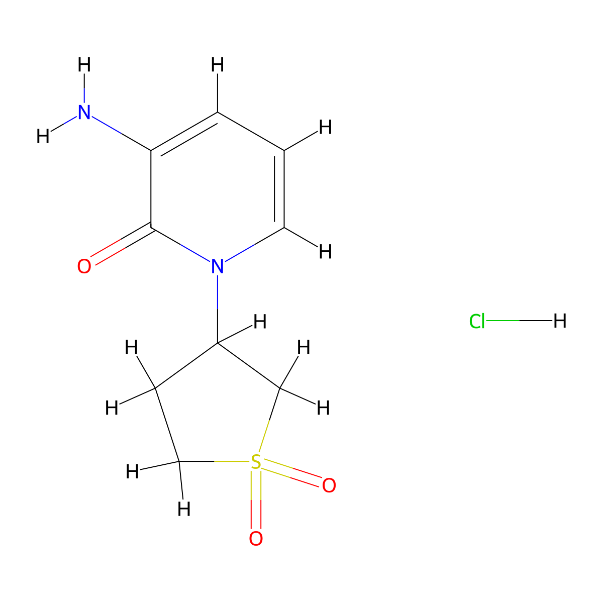 3-Amino-1-(1,1-dioxothiolan-3-yl)pyridin-2-one;hydrochloride molecular structure, CAS 2551119-04-9
