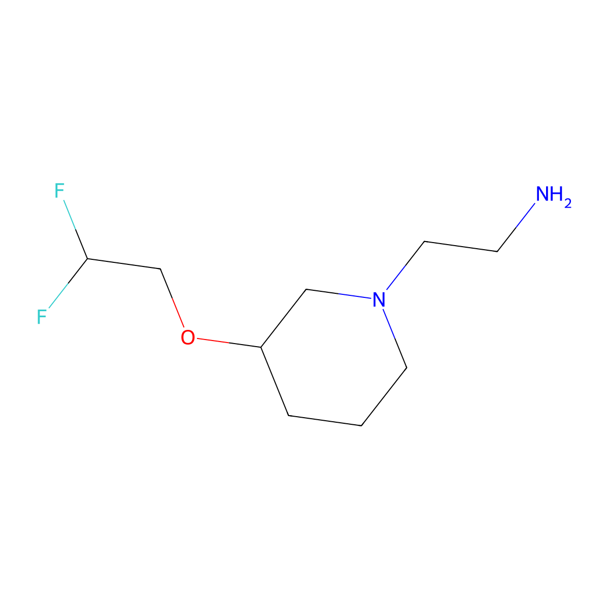 2-[3-(2,2-Difluoroethoxy)piperidin-1-yl]ethan-1-amine molecular structure, CAS 2551119-10-7