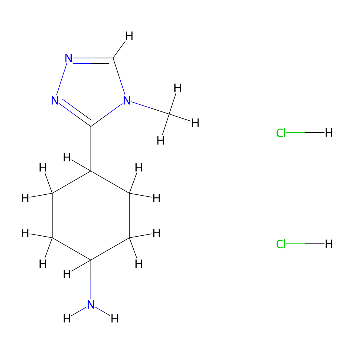 rac-(1r,4r)-4-(4-methyl-4H-1,2,4-triazol-3-yl)cyclohexan-1-amine dihydrochloride molecular structure, CAS 2551119-12-9