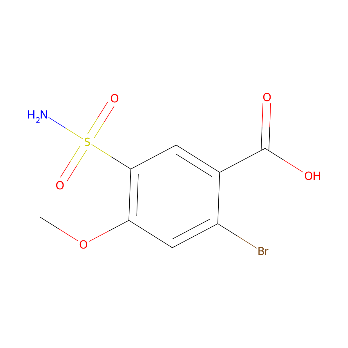 2-Bromo-4-methoxy-5-sulfamoylbenzoic acid molecular structure, CAS 2551119-13-0