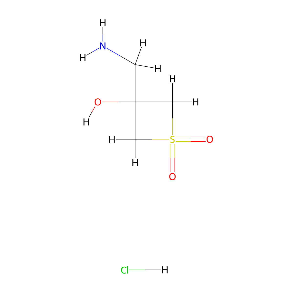 3-(Aminomethyl)-1,1-dioxothietan-3-ol;hydrochloride molecular structure, CAS 2551119-19-6