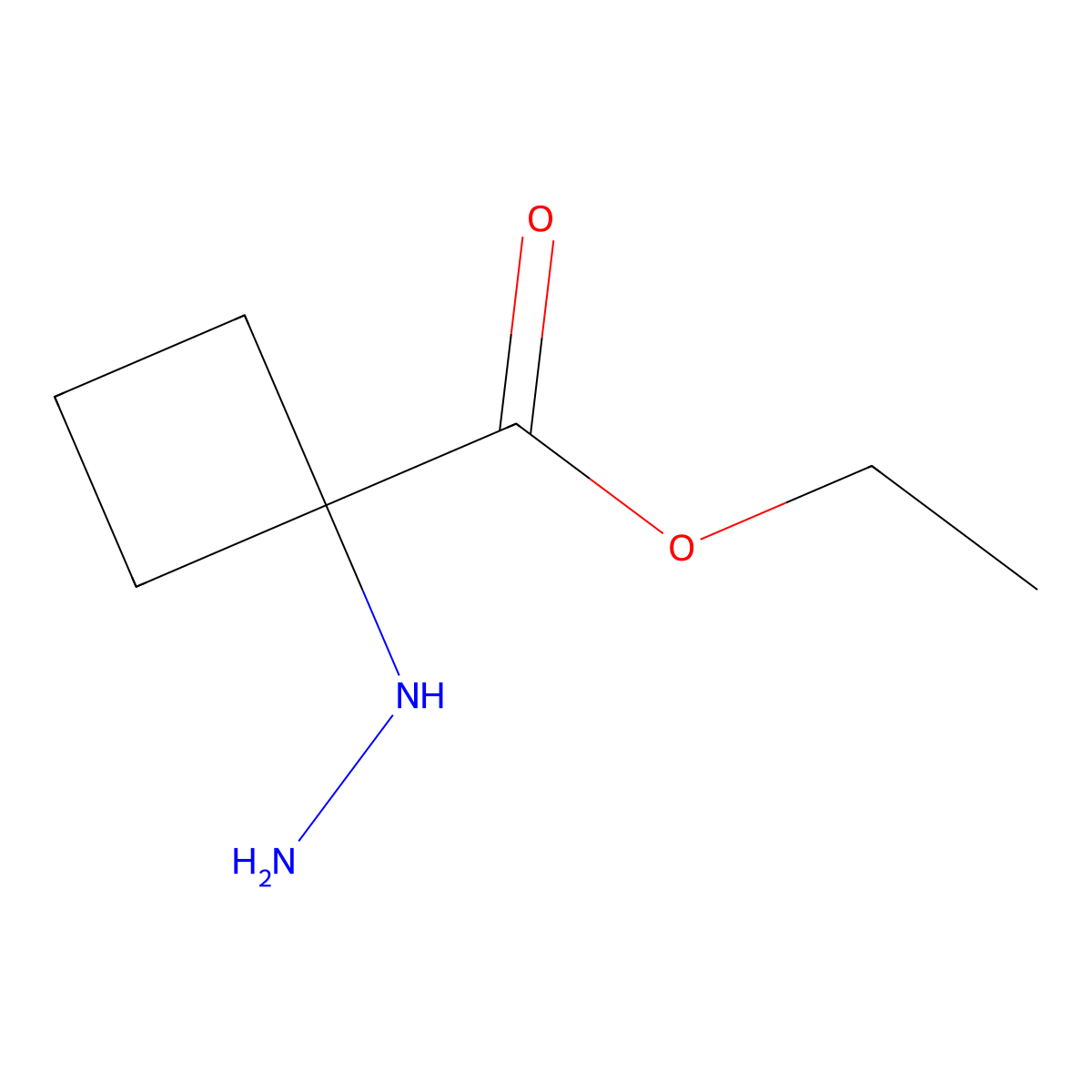 Ethyl 1-hydrazineylcyclobutane-1-carboxylate molecular structure, CAS 2551119-40-3