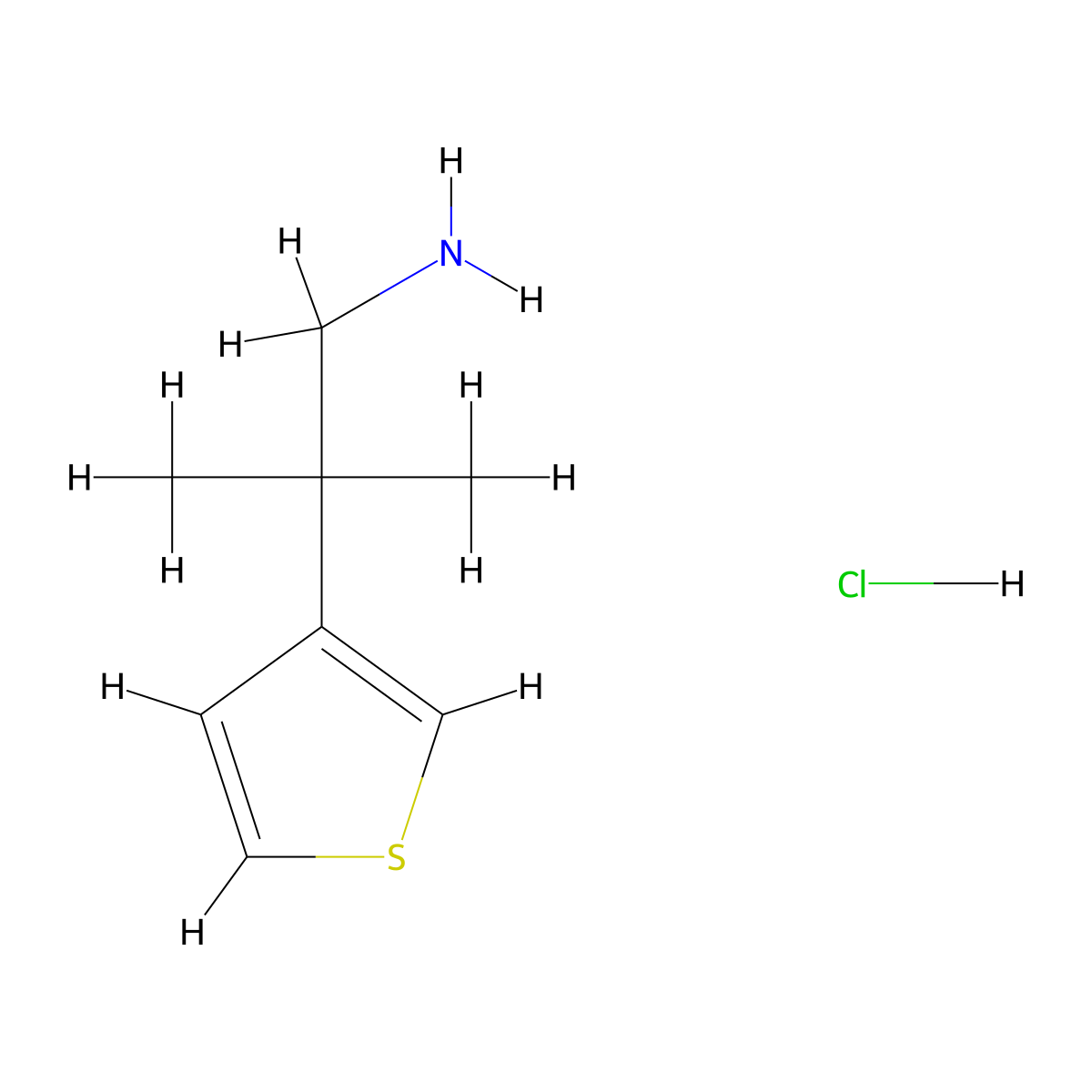 2-Methyl-2-(thiophen-3-yl)propan-1-aminehydrochloride molecular structure, CAS 2551119-48-1