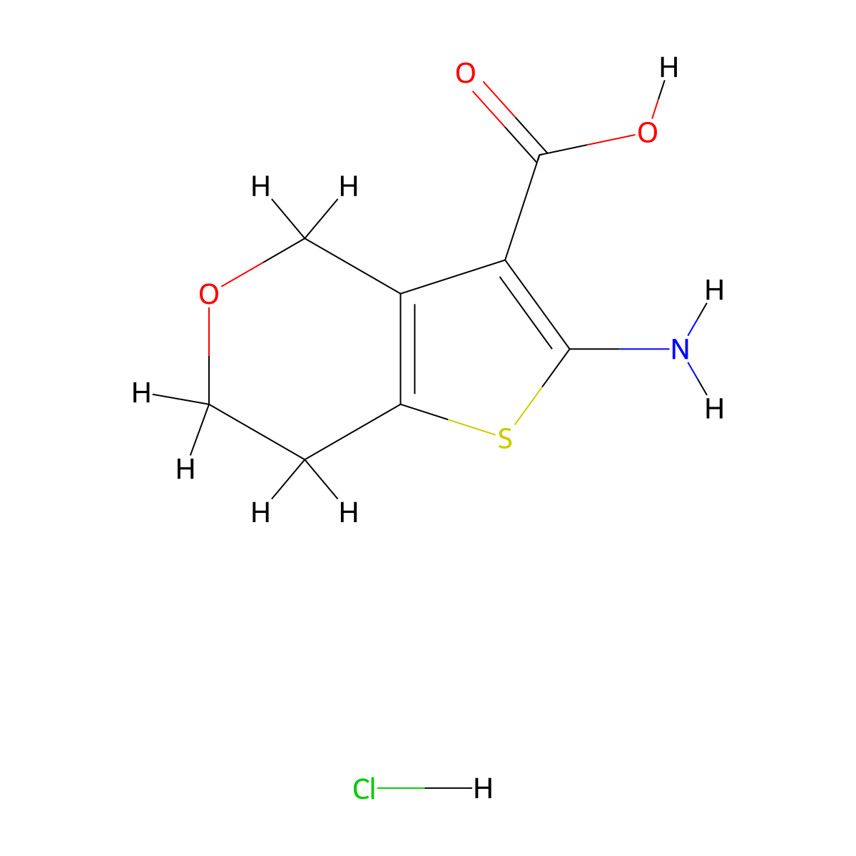2-amino-4H,6H,7H-thieno[3,2-c]pyran-3-carboxylic acid hydrochloride molecular structure, CAS 2551119-51-6